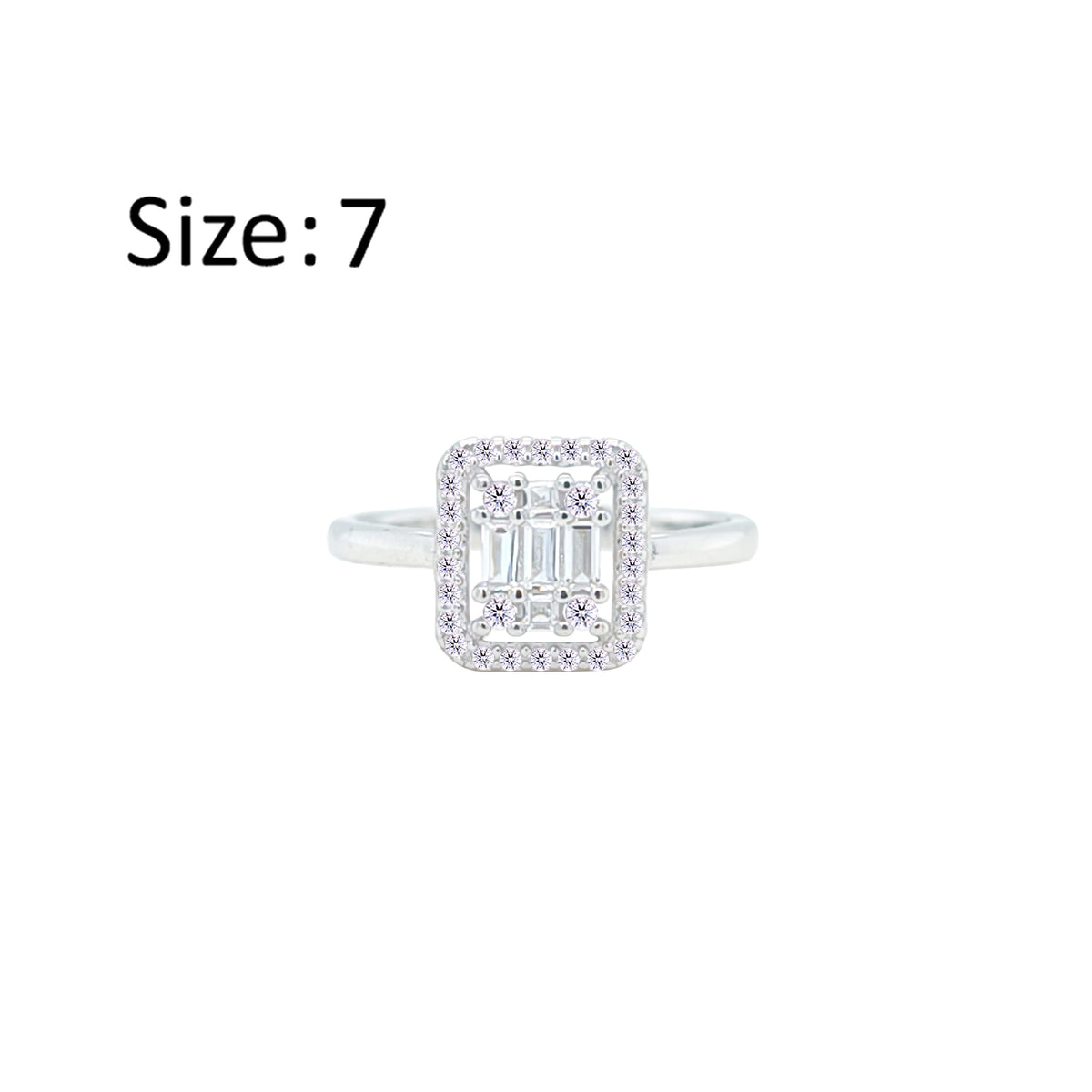 Asfour Creations Drew Ring With Square Design Inlaid With Zircon In 925 Sterling Silver-RM0124-7