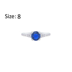 Asfour Creations Fashion Ring With Blue Round Design In 925 Sterling Silver-RM0143-B-8