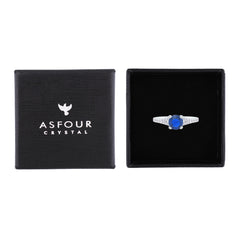 Asfour Creations Fashion Ring With Blue Round Design In 925 Sterling Silver-RM0143-B-8