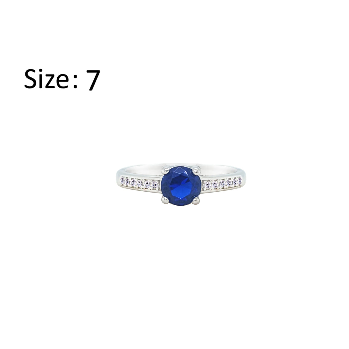 Asfour Creations Fashion Ring With Blue Round Design In 925 Sterling Silver-RM0144-B-7