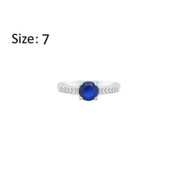 Asfour Creations Fashion Ring With Blue Round Design In 925 Sterling Silver-RM0144-B-7