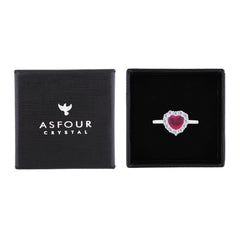 Asfour Creations Halo Ring With Ruby Heart Design In 925 Sterling Silver-RM0151-WR-8