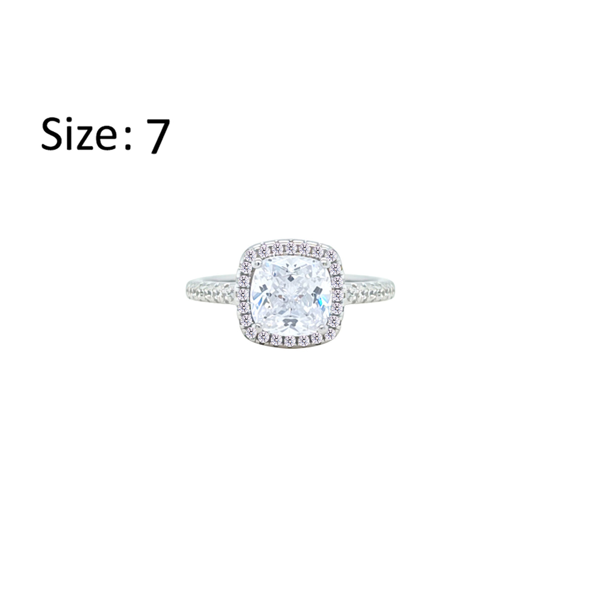 Asfour Creations Halo Ring With Zircon Square Design In 925 Sterling Silver-RM0154-7