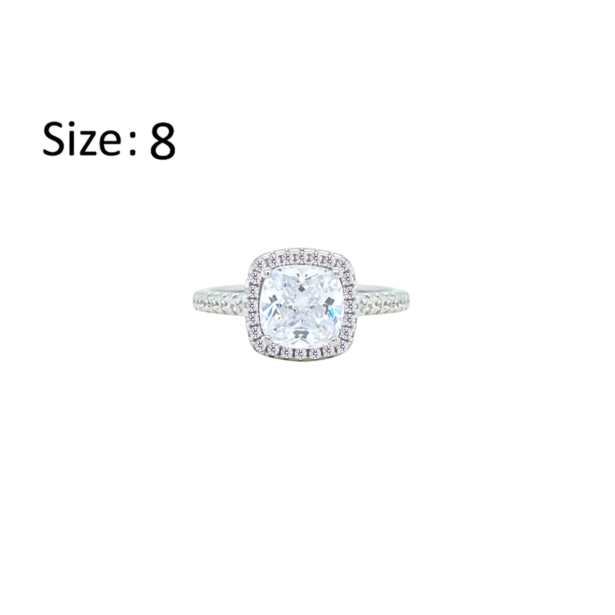 Asfour Creations Halo Ring With Zircon Square Design In 925 Sterling Silver-RM0154-8