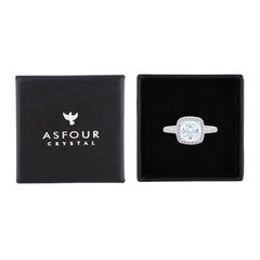 Asfour Creations Halo Ring With Zircon Square Design In 925 Sterling Silver-RM0154-8