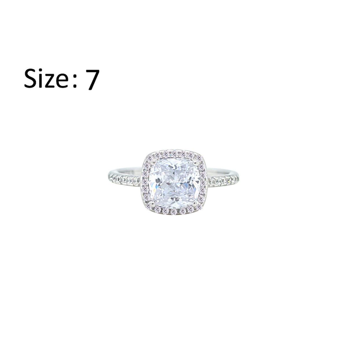 Asfour Creations Halo Ring With Zircon Square Design In 925 Sterling Silver-RM0155-7