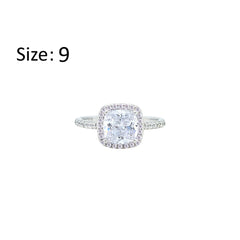 Asfour Creations Halo Ring With Zircon Square Design In 925 Sterling Silver-RM0155-9