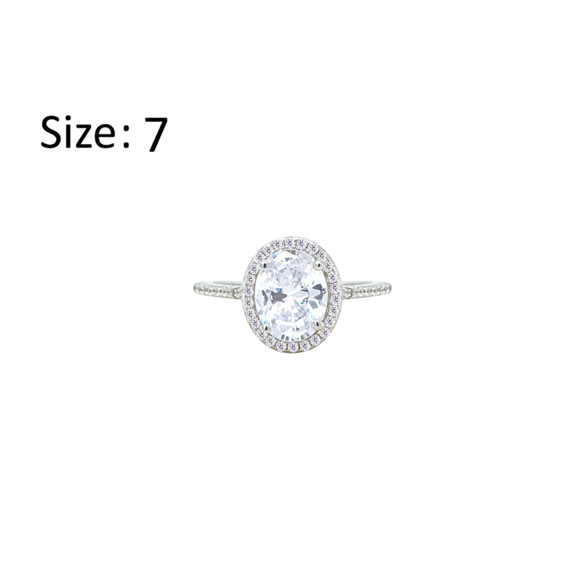 Asfour Creations Halo Ring With Zircon Oval Design In 925 Sterling Silver-RM0158-7