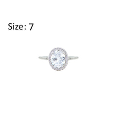 Asfour Creations Halo Ring With Zircon Oval Design In 925 Sterling Silver-RM0158-7