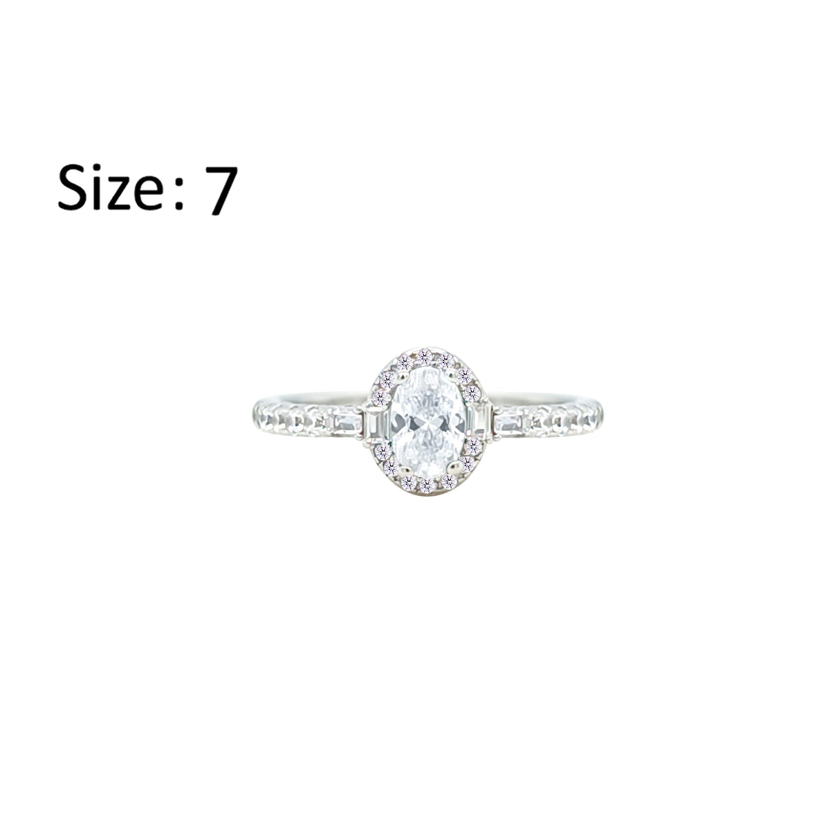 Asfour Creations Halo Ring With Zircon Oval Design In 925 Sterling Silver-RM0162-7
