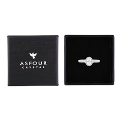 Asfour Creations Halo Ring With Zircon Oval Design In 925 Sterling Silver-RM0162-7