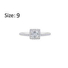 Asfour Creations Halo Ring With Zircon Square Design In 925 Sterling Silver-RM0166-9