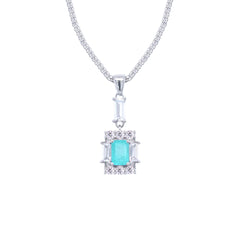 Asfour Creations Jewelry Set With Decorative Light Turquoise Emerald Design In 925 Sterling Silver-SD0050-LGC-8