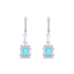 Asfour Creations Jewelry Set With Decorative Light Turquoise Emerald Design In 925 Sterling Silver-SD0050-LGC-8