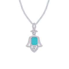 Asfour Creations Jewelry Set With Decorative Turquoise Hamsa Design In 925 Sterling Silver-SD0053-GC-7