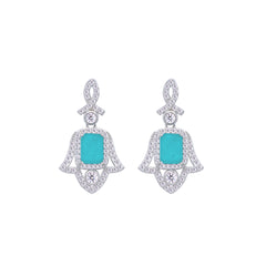 Asfour Creations Jewelry Set With Decorative Turquoise Hamsa Design In 925 Sterling Silver-SD0053-GC-8