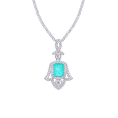 Asfour Creations Jewelry Set With Decorative Light Turquoise Hamsa Design In 925 Sterling Silver-SD0053-LGC-9
