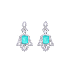 Asfour Creations Jewelry Set With Decorative Light Turquoise Hamsa Design In 925 Sterling Silver-SD0053-LGC-9