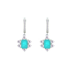 Asfour Creations Jewelry Set With Halo Turquoise Decorative Design In 925 Sterling Silver-SD0054-GC-7
