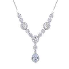 Asfour Creations jewelry Set With Round & Pear Design Inlaid With Zircon In 925 Sterling Silver-SM0038