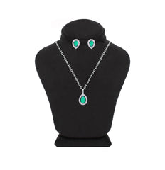 Asfour Creations jewelry Set With Emerald Pear Design Inlaid With Zircon In 925 Sterling Silver-SM0039-G