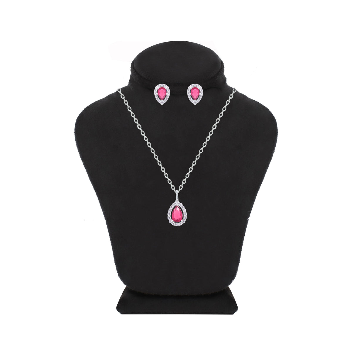Asfour Creations jewelry Set With Dark Rose Pear Design Inlaid With Zircon In 925 Sterling Silver-SM0039-O5