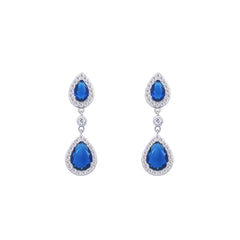 Asfour Creations jewelry Set With Blue Pear Design Inlaid With Zircon In 925 Sterling Silver-SM0040-WB