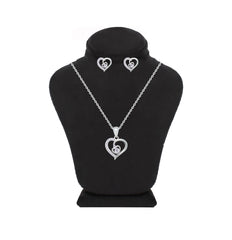 Asfour Creations Jewelry Set With Heart Design Inlaid With Zircon In 925 Sterling Silver-SM0041