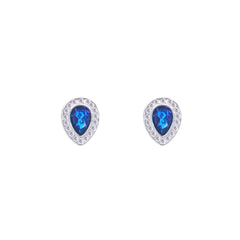 Asfour Creations Jewelry Set With Blue Pear Design Inlaid With Zircon In 925 Sterling Silver-SM0044-BXN