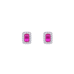 Asfour Creations Jewelry Set With Fuchsia Emerald Design Inlaid With Zircon In 925 Sterling Silver-SM0049-F